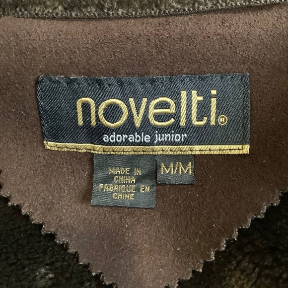 NOVELTI Brown Faux Suede Leather Shearling Midi Coat Size M - Picture 12 of 16